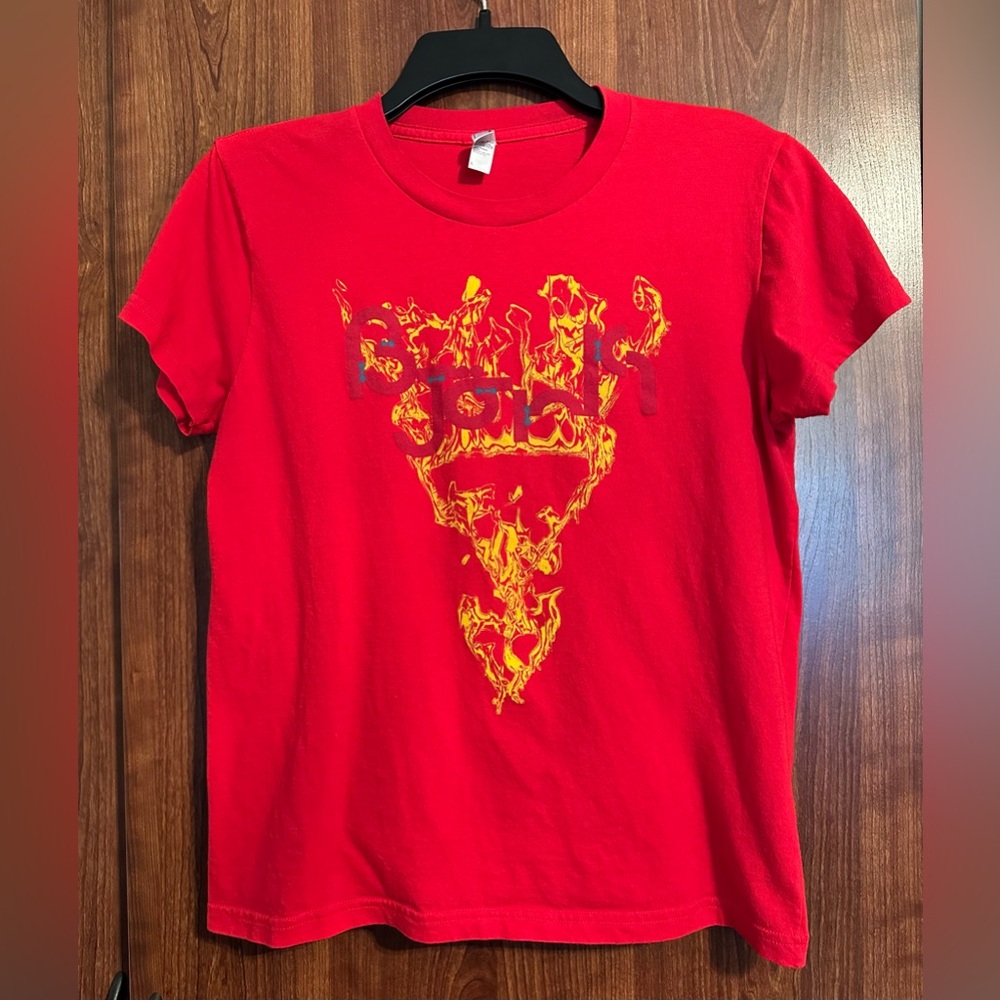 BJORK Volta Logo Tour Coachella Women's Babydoll T-shirt Size L Red Y2K VINTAGE